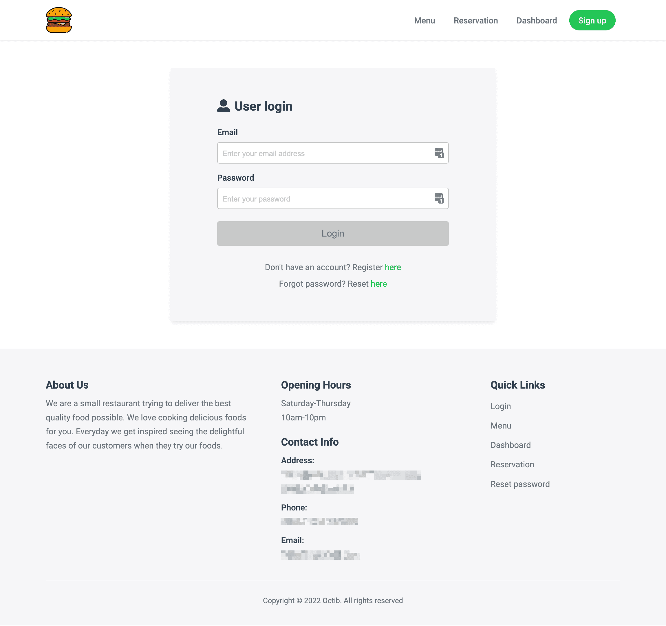 Burger valy login page