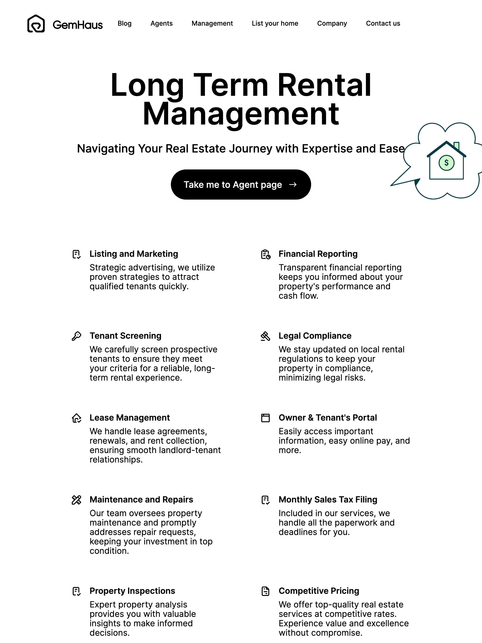 Gemhaus long term rental page