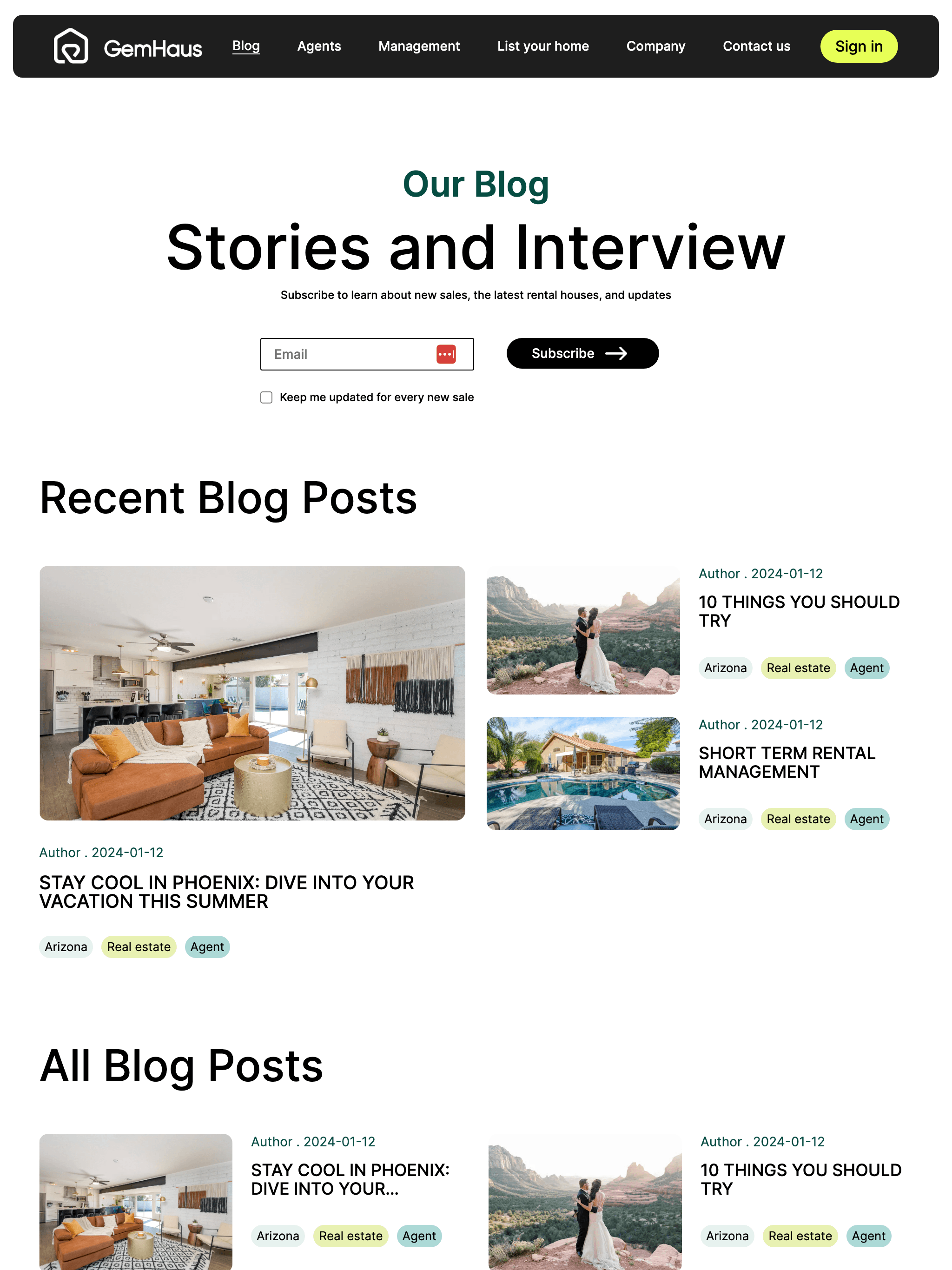 Gemhaus blog page