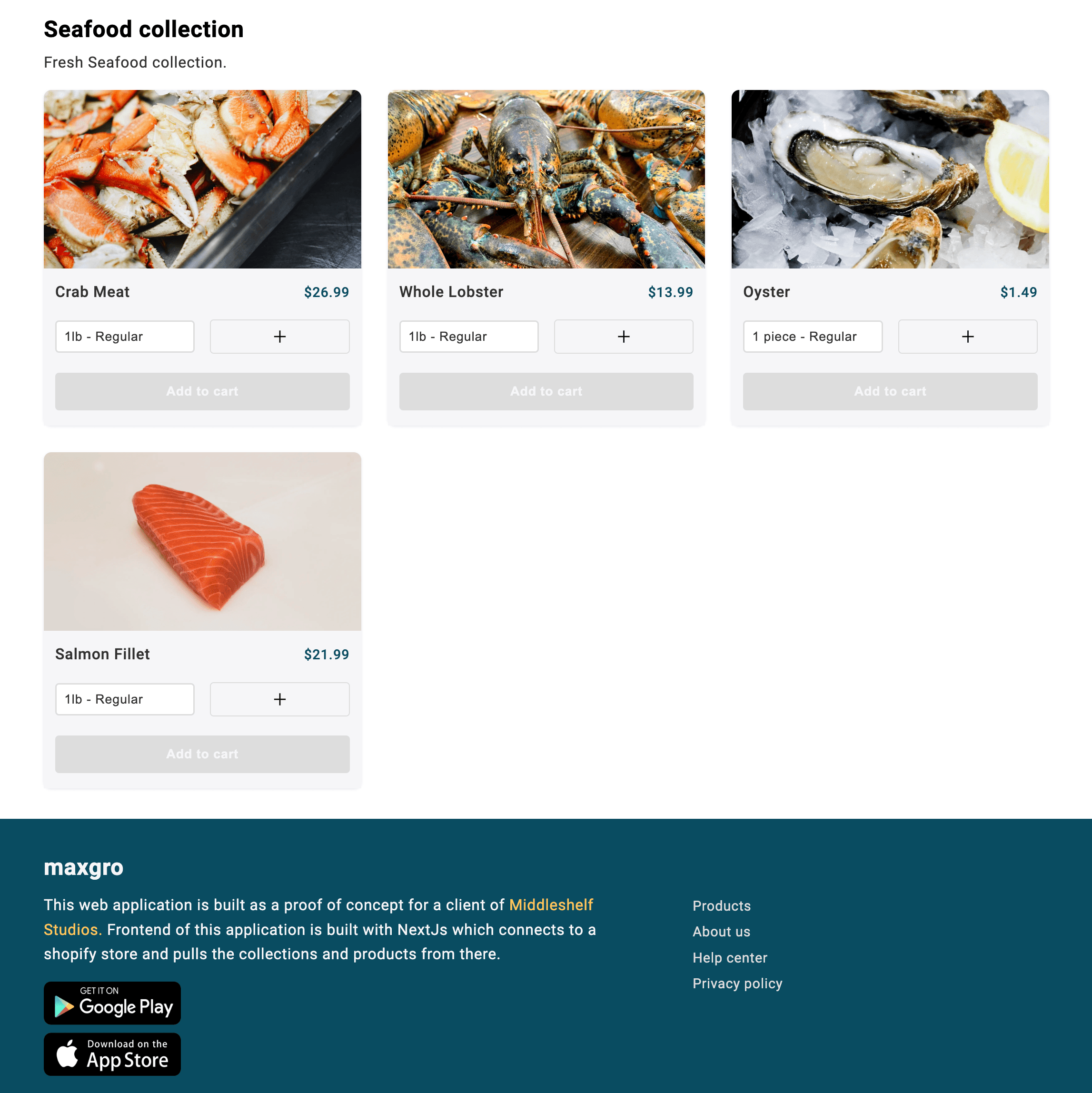 Maxgro seafoods collection