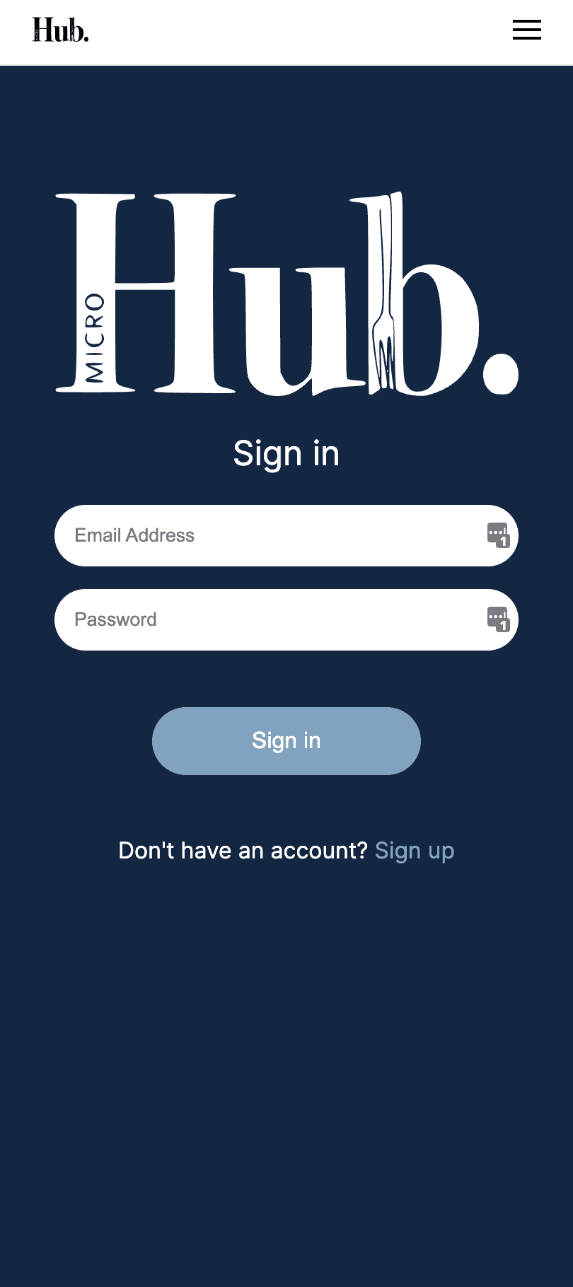 Microhub login page