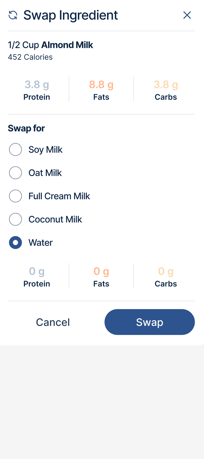 Microhub swap ingredient page