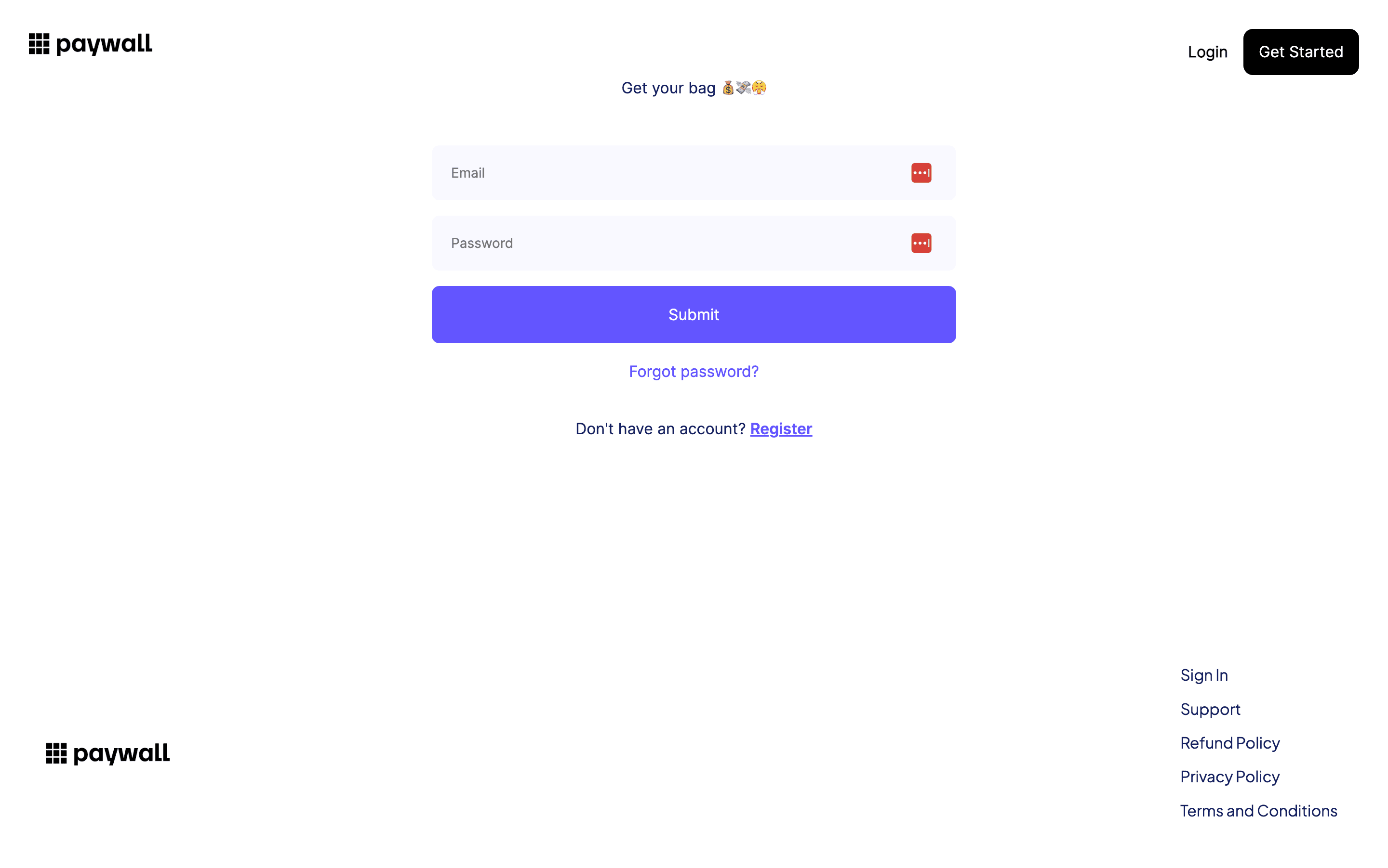 Paywall login page