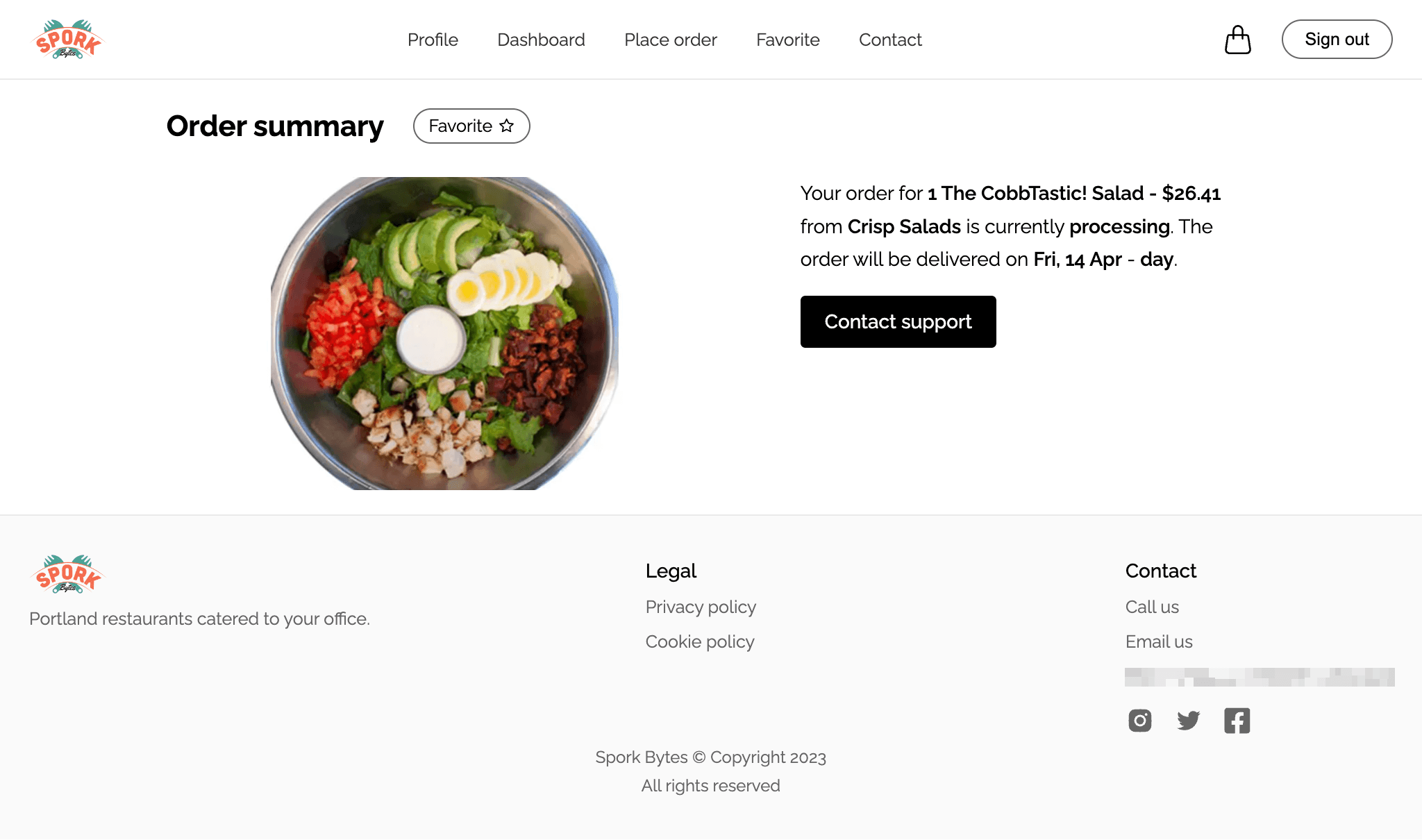 Sporkbox upcoming order page