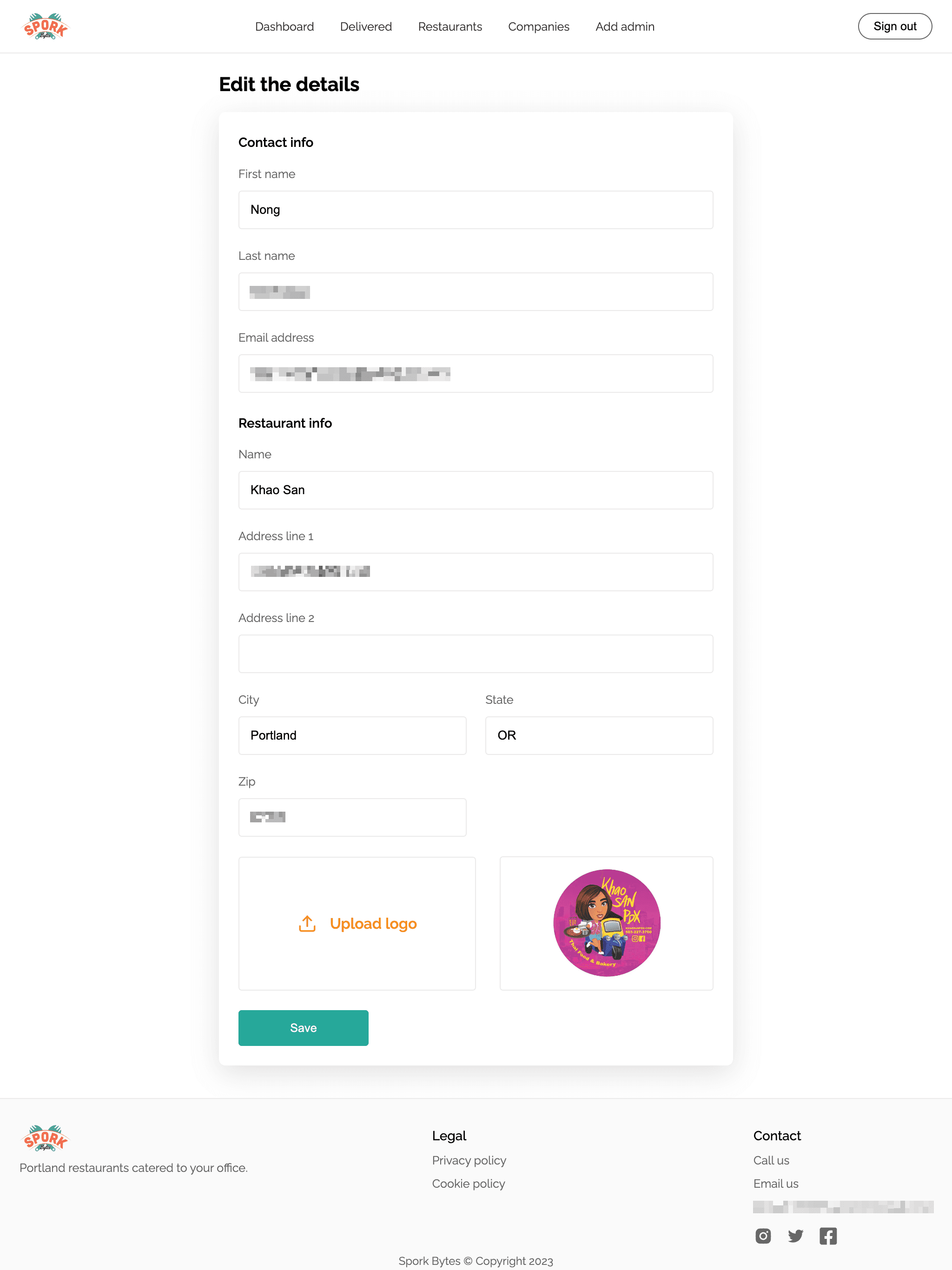 Sporkbox edit item page