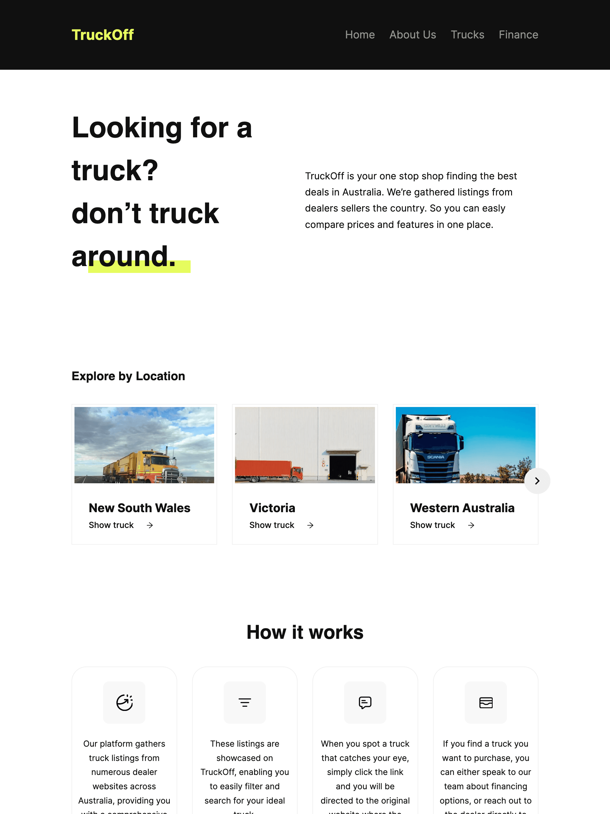 Truckoff homepage