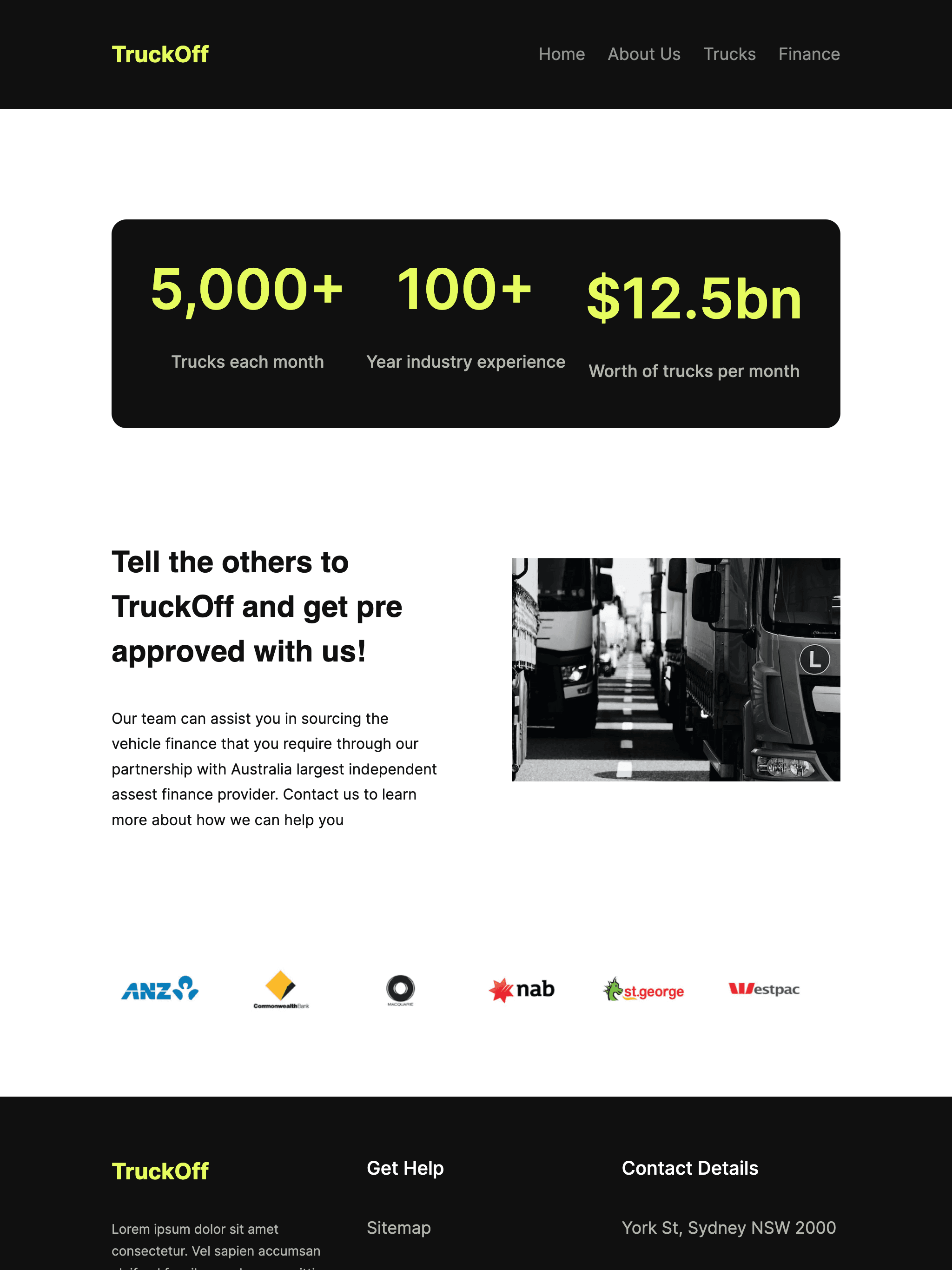 Truckoff homepage