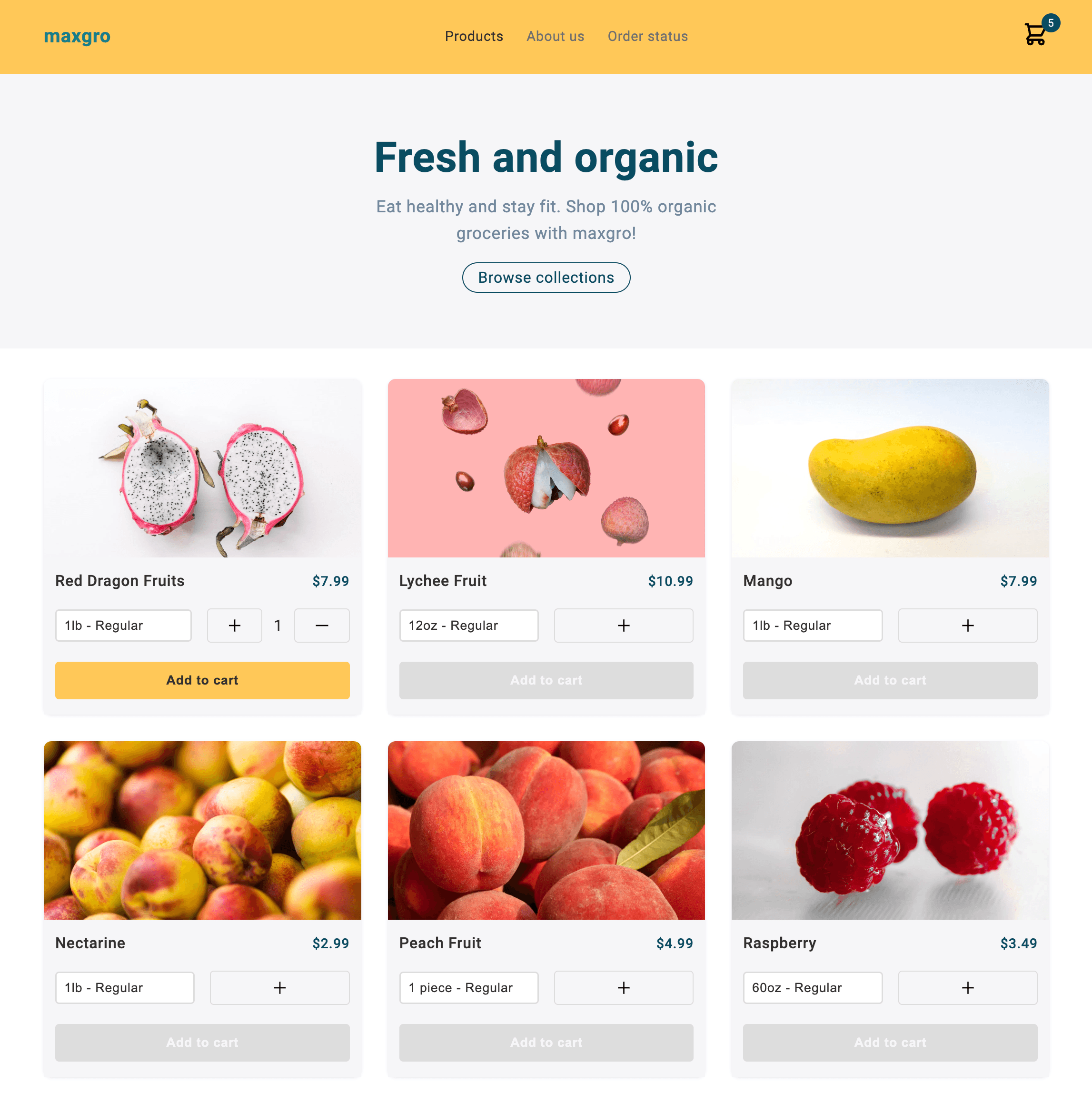 Maxgro products page